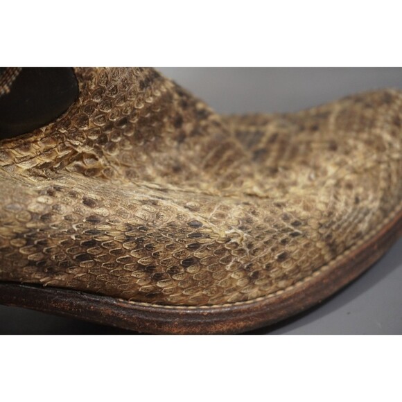 Vintage Dan Post 6564 Python Snakeskin Cowboy Boots Mens 10 D Brown USA Made main image 9